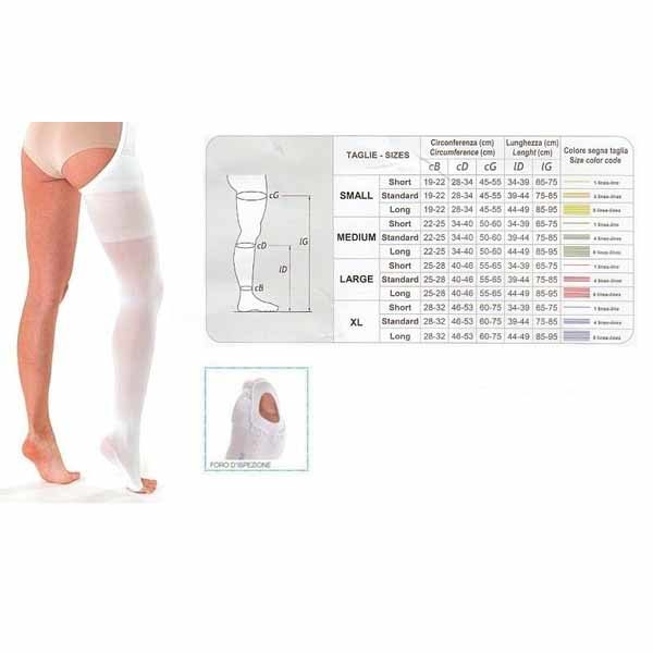 ALBERT ANDRE' ARTICOLO 702 KK6 MONOCOLLANT A-T ANTITROMBOSI PUNTA APERTA LYCRA MM HG 18-24 COLORE BIANCO TAGLIA DESTRO XL-CORTO - pharmaluna