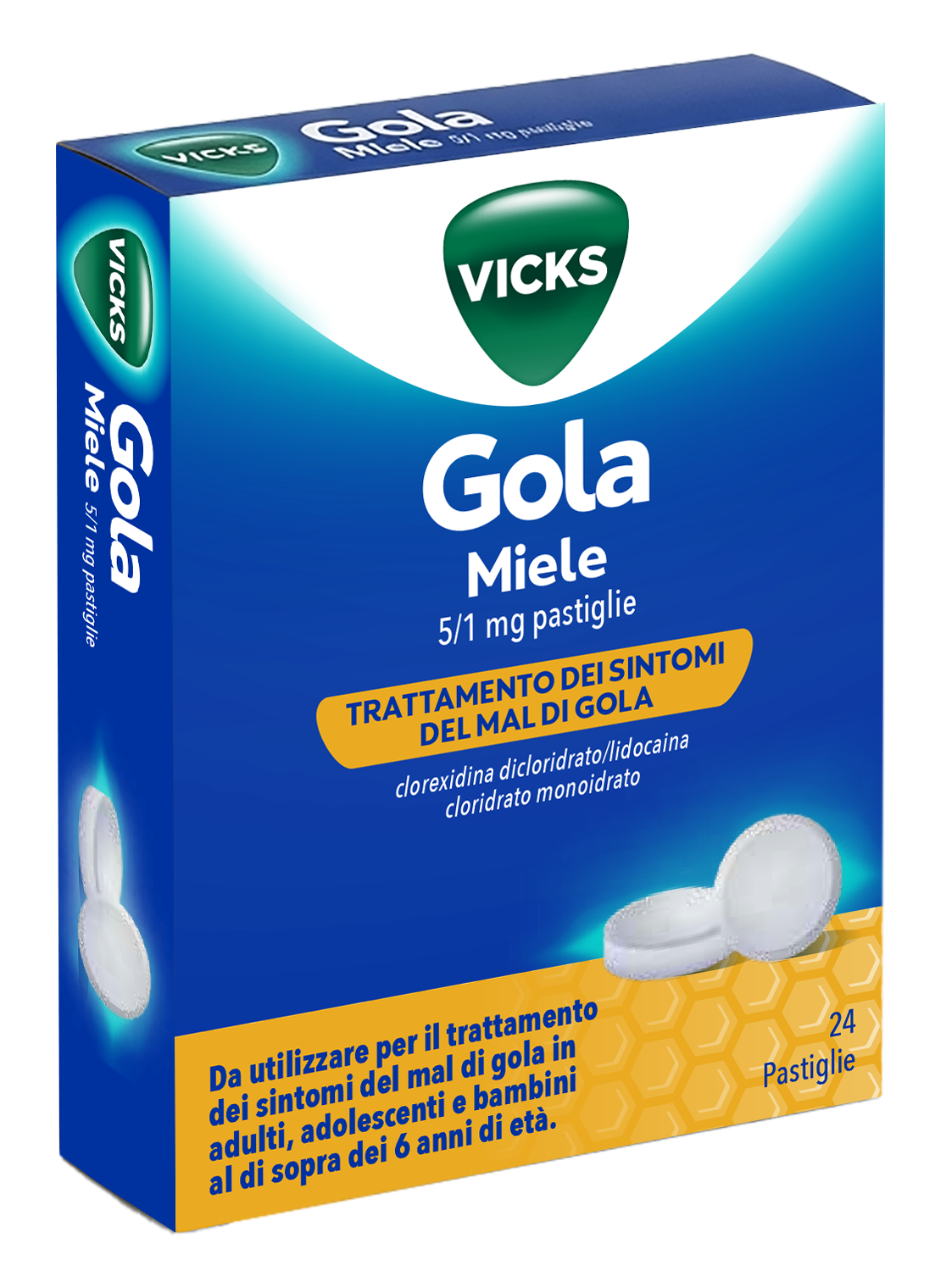 VICKS GOLA*24PAST 5+1MG MIELE - pharmaluna