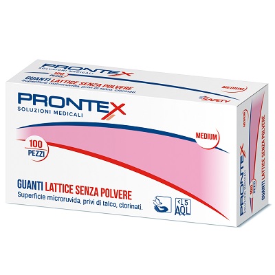 PRONTEX GUANTO IN LATTICE SENZA POLVERE MEDIO 100 PEZZI - pharmaluna