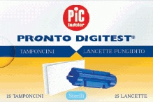LANCETTE PUNGIDITO PIC DIGITEST GAUGE 28 25 PEZZI + 25 TAMPONCINI ASSORBENTI - pharmaluna