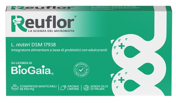 REUFLOR 10 COMPRESSE MASTICABILI AROMA LIMONE - pharmaluna