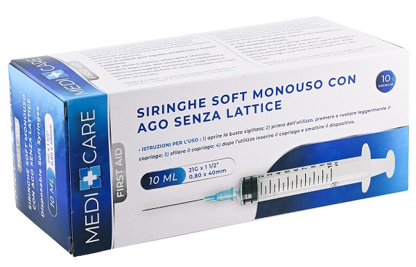 SIRINGA SOFT CAPACITA' 10ML AGO GAUGE 21 CONFEZIONE 10 PEZZI GAMMADIS - pharmaluna