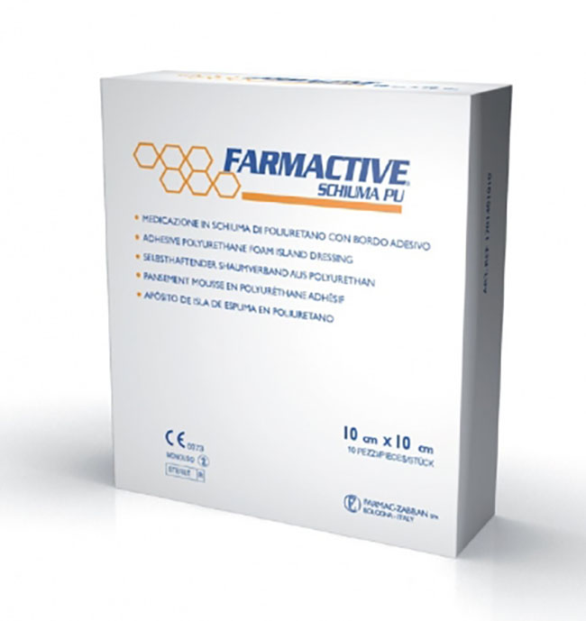 CEROTTO FARMACTIVE SCHIUMA IN POLIURETANO 10X10CM 10 PEZZI - pharmaluna