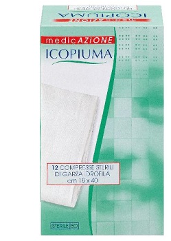 GARZA COMPRESSA IDROFILA ICOPIUMA 18X40CM 12 PEZZI - pharmaluna