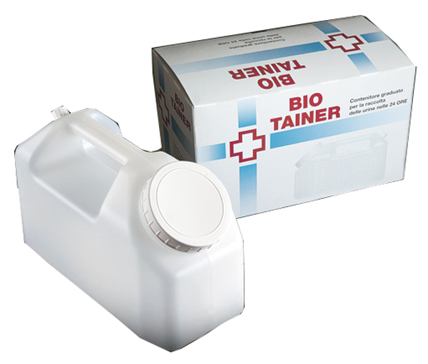 TANICA GRADUATA BIO TAINER PER RACCOLTA DI URINA NELLE 24 ORE 2500 ML CON TAPPINO DI PRELIEVO E MANICO 1 PEZZO - pharmaluna