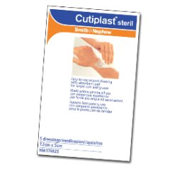 MEDICAZIONE CUTIPLAST STERIL ADESIVA SUPPORTO IN TNT ADESIVO POLIACRILATO IPOLLERGENICO TAMPONE NON ADERENTE 10X8CM 5 PEZZI - pharmaluna