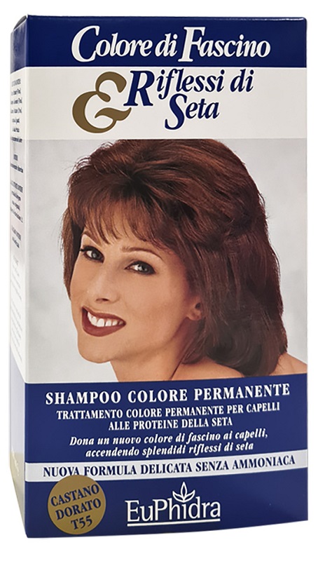 EUPHIDRA COLORE DI FASCINO & RIFLESSI DI SETA SHAMPOO COLORE PERMANENTE 55 CASTANO DORATO 120 ML - pharmaluna