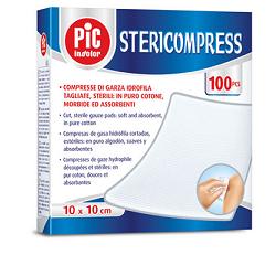 GARZA COMPRESSA IDROFILA PIC STERICOMPRESS 10X10 CM 4 BUSTE  25 PEZZI - pharmaluna