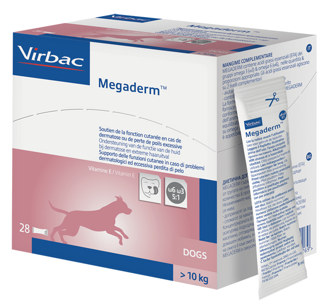 MEGADERM SUPPLEMENTO CANI SUPERIORI A 10 KG SCATOLA DA 28 SACCHETTI MONODOSE 4 ML - pharmaluna