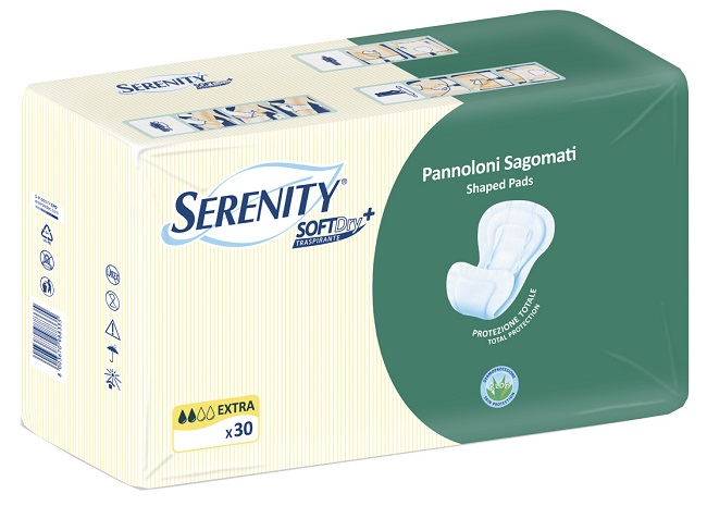 PANNOLONE PER INCONTINENZA SAGOMATO SERENITY SOFTDRY+ ALOE EXTRA 30 PEZZI - pharmaluna