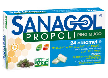 SANAGOL PROPOLI PINO MUGO 24 CARAMELLE - pharmaluna