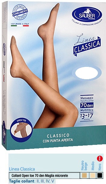 SAUBER COLLANT OPEN TOE MAGLIA MICRORETE 70 DEN COLORE NEUTRO BEIGE TAGLIA 2 LINEA CLASSICA - pharmaluna