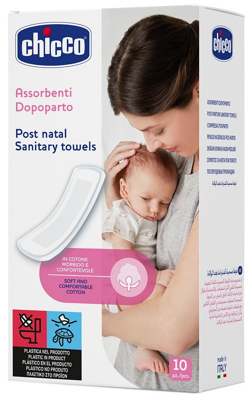 CHICCO MAMMA DONNA ASSORBENTI POSTPARTO COTONE 10 PEZZI - pharmaluna