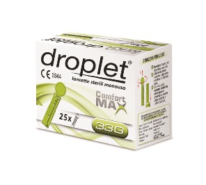 LANCETTE PUNGIDITO DROPLET COMFORT MAX GAUGE 33 25 PEZZI - pharmaluna