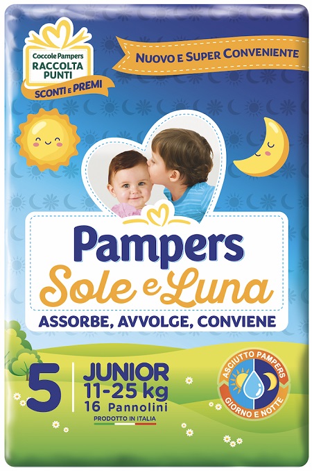 PANNOLINO PER BAMBINO PAMPERS SOLE & LUNA FLASH JUNIOR 16 PEZZI - pharmaluna