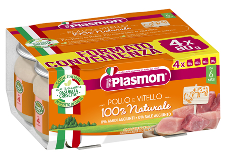 PLASMON OMOGENEIZZATO POLLO VITELLO 4 PEZZI 80 G - pharmaluna