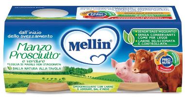 MELLIN OMOGENEIZZATO MANZO PROSCIUTTO CON VERDURE - pharmaluna