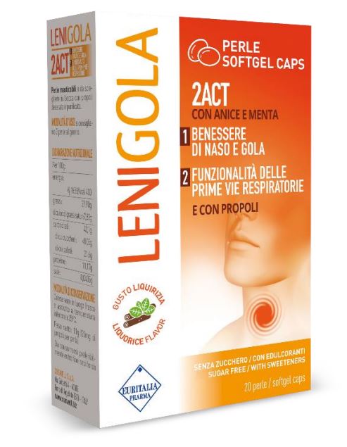 LENIGOLA 20 PERLE SOFTGEL CAPS LIQUIRIZIA - pharmaluna