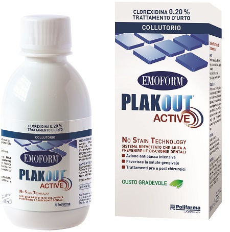 EMOFORM PLAK OUT ACTIVE CLOREXIDINA 0,20% COLLUTORIO 200 ML - pharmaluna