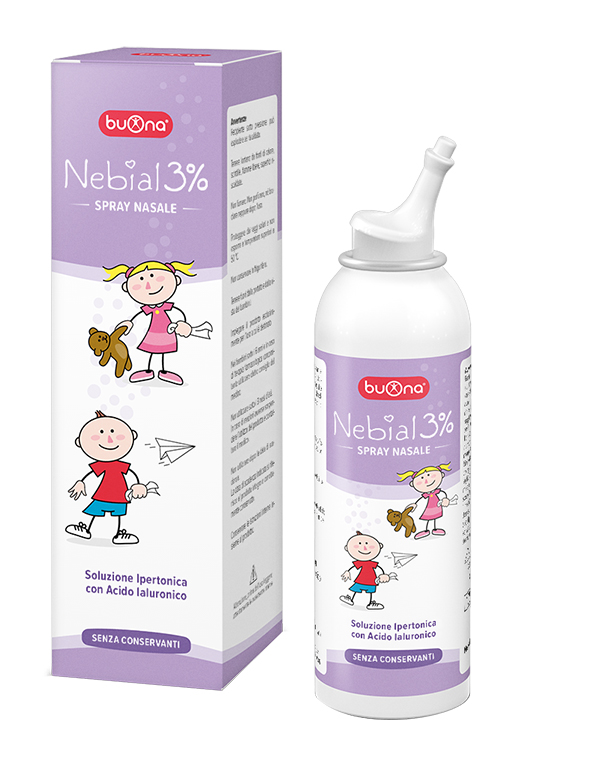 NEBIAL SOLUZIONE SALINA IPERTONICA DI SODIO CLORURO AL 3% CON ACIDO IALURONICO SPRAY NASALE 100 ML - pharmaluna
