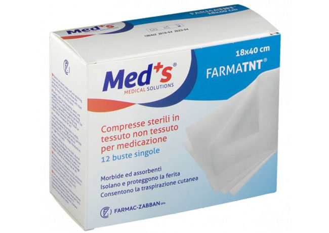 GARZA COMPRESSA MEDS TESSUTO NON TESSUTO 18X40CM 12 PEZZI SSR - pharmaluna