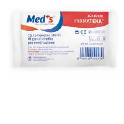 GARZA COMPRESSA MEDS FARMATEXA IDROFILA 12/8 10X10 CM 25 PEZZI - pharmaluna