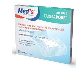 MEDS PORE MEDICAZIONE IN POLIURETANO ADESIVA IMPERMEABILE 10X8CM 5 PEZZI - pharmaluna