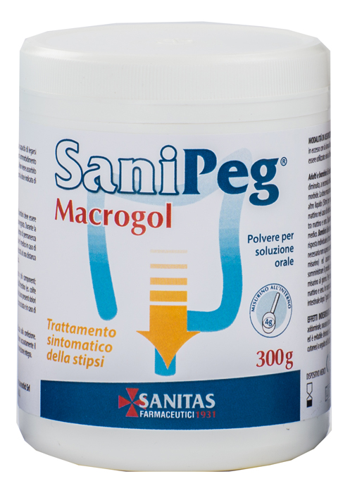 SANIPEG MACROGOL POLVERE PER SOLUZIONE ORALE BARATTOLO 300 G - pharmaluna