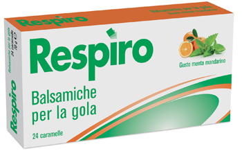 CARAMELLE BALSAMICHE PER LA GOLA RESPIRO GUSTO MENTA MANDARINO 24 PEZZI - pharmaluna