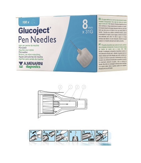 AGO PER PENNA DA INSULINA GLUCOJECT LUNGHEZZA 8 MM GAUGE 31 100 PEZZI - pharmaluna