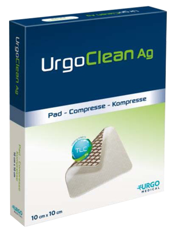 MEDICAZIONE TNT ASSORBENTE GELIFICANTE URGOCLEAN AG/SILVER 10X10CM 5 PEZZI - pharmaluna