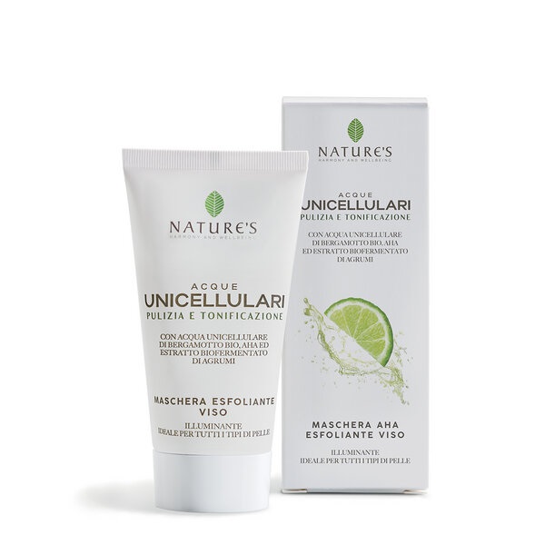 NATURE'S ACQUE UNICELLULARI MASCHERA AHA ESFOLIANTE VISO 50 ML - pharmaluna