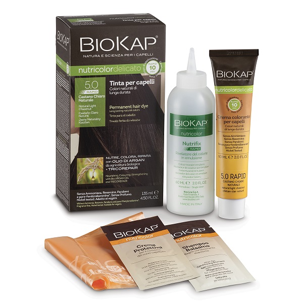 BIOS LINE  BIOKAP NUTRICOLOR DELICATO RAPID TINTA 5,0 CASTANO CHIARO NATURALE 135 ML - pharmaluna