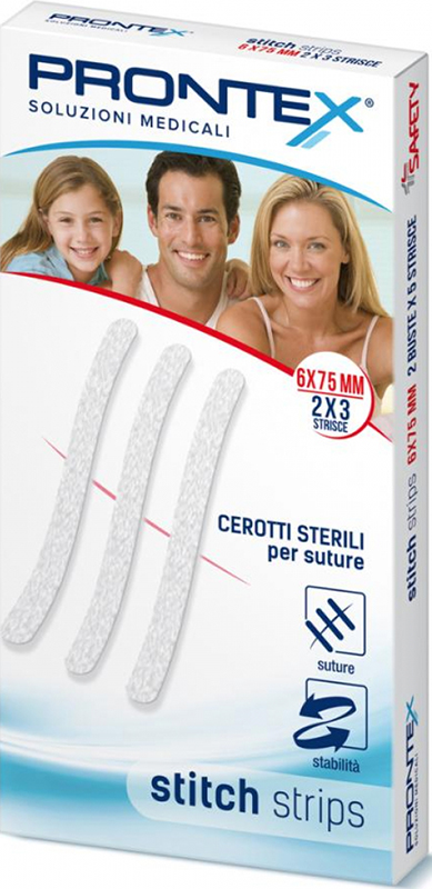 PRONTEX STITCH STRIPS 6X75 10 PEZZI - pharmaluna