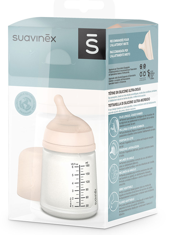 SUAVI BIBERON SPECIALE ALLATTAMENTO ZERO ZERO 180 ML TAGLIA UNICA - pharmaluna