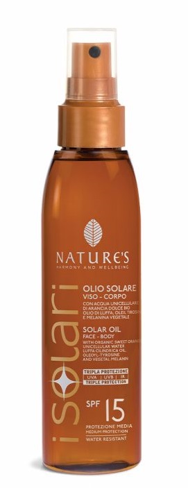 NATURE'S I SOLARI OLIO SOLARE VISO CORPO SPF 15 150 ML - pharmaluna
