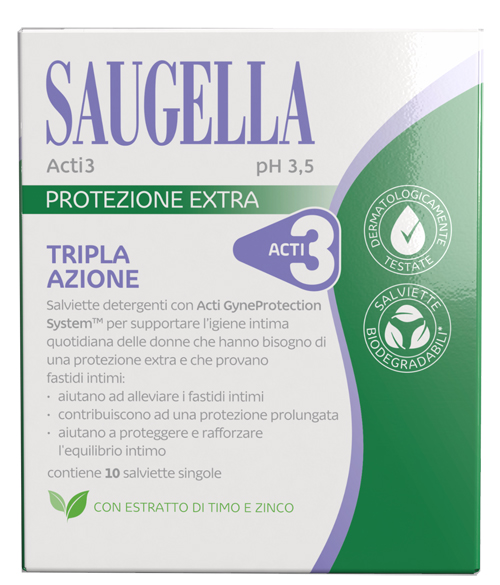 SAUGELLA ACTI3 SALVIETTINE 10 PEZZI - pharmaluna