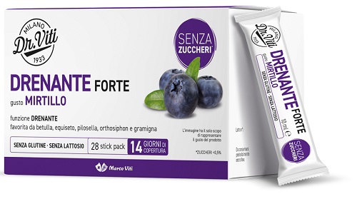 DR VITI DRENANTE FORTE MIRTILLO 28 STICK PACK SENZA ZUCCHERI - pharmaluna