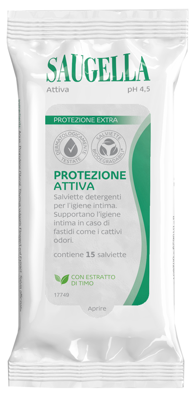 SAUGELLA ATTIVA SALVIETTINE 15 PEZZI - pharmaluna