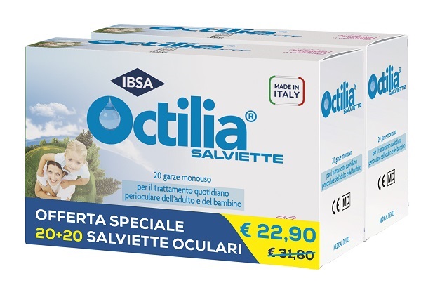SALVIETTE PERIOCULARI OCTILIA BIPACK 20+20 GARZE MONOUSO - pharmaluna