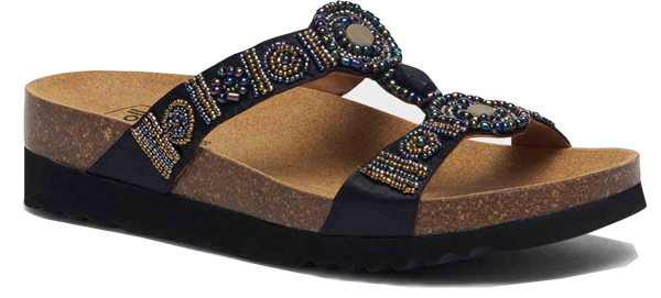 CALZATURA NEW BOGOTA' WEDGE SATIN+BEADS W BLACK/MULTI 37 - pharmaluna