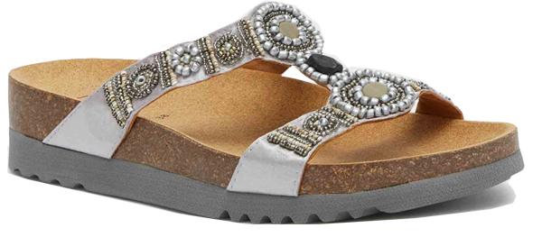 CALZATURA NEW BOGOTA' WEDGE SATIN+BEADS W SILVER/PEWTER 36 - pharmaluna