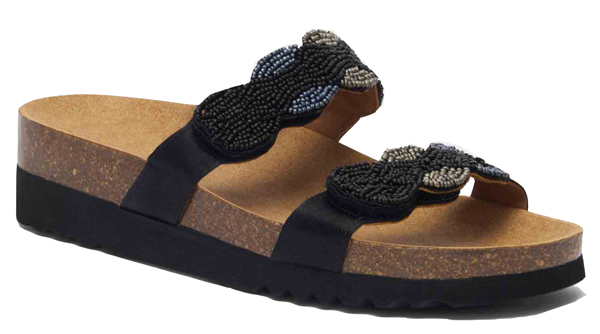 CALZATURA PALMILLA 2 STRAPS SATIN+BEADS W BLACK 40 - pharmaluna