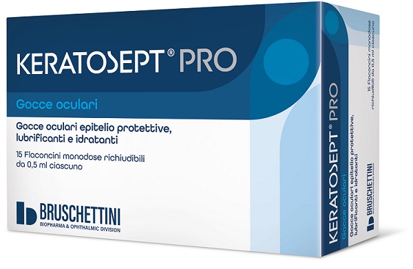 GOCCE OCULARI KERATOSEPT PRO 15 FLACONCINI MONODOSE RICHIUDIBILI DA 0,5 ML - pharmaluna