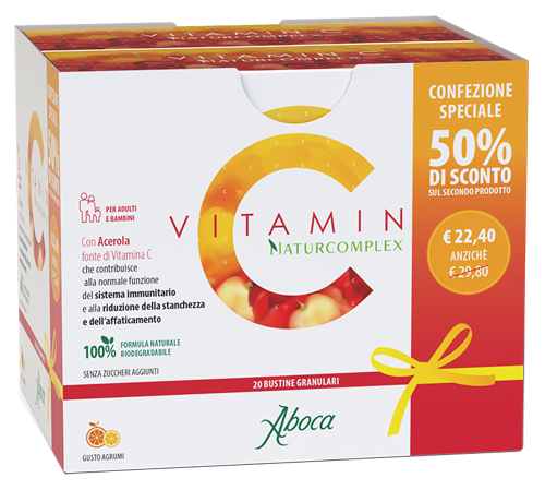 VITAMIN C NATURCOMPLEX 20 BUSTINE GRANULARI CONFEZIONE SPECIALE 1+1 - pharmaluna