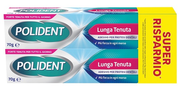 ADESIVO PROTESI DENTALI POLIDENT LUNGA TENUTA 2 TUBETTI X 70 G - pharmaluna