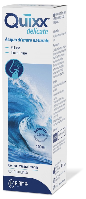 SOLUZIONE SPRAY PER IRRIGAZIONI NASALI QUIXX DELICATE ACQUA MARINA ISOTONICA 100 ML - pharmaluna