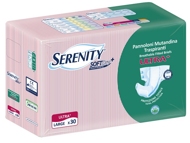 PANNOLONE A MUTANDINA SERENITY FITTED ULTRA + ALOE L 30 PEZZI - pharmaluna