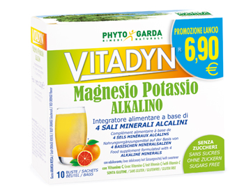 VITADYN MAGNESIO POTASSIO ALKALINO SENZA ZUCCHERO 10 BUSTINE - pharmaluna