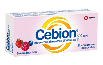 CEBION MASTICABILE SENZA ZUCCHERO VITAMINA C 500 MG 20 COMPRESSE - pharmaluna